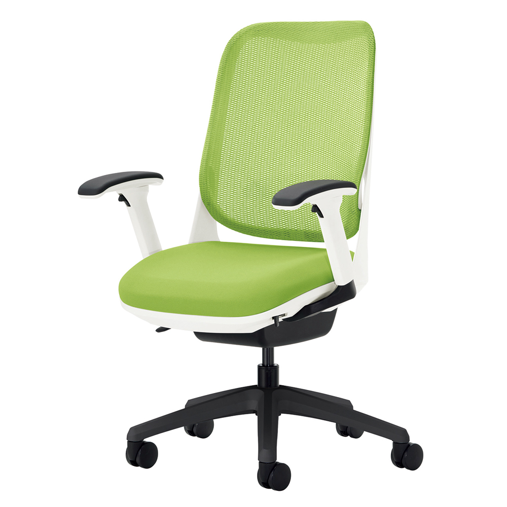 デスクチェア「ライド RIDE No.3562F-K」背フレーム/ホワイト 脚ベース