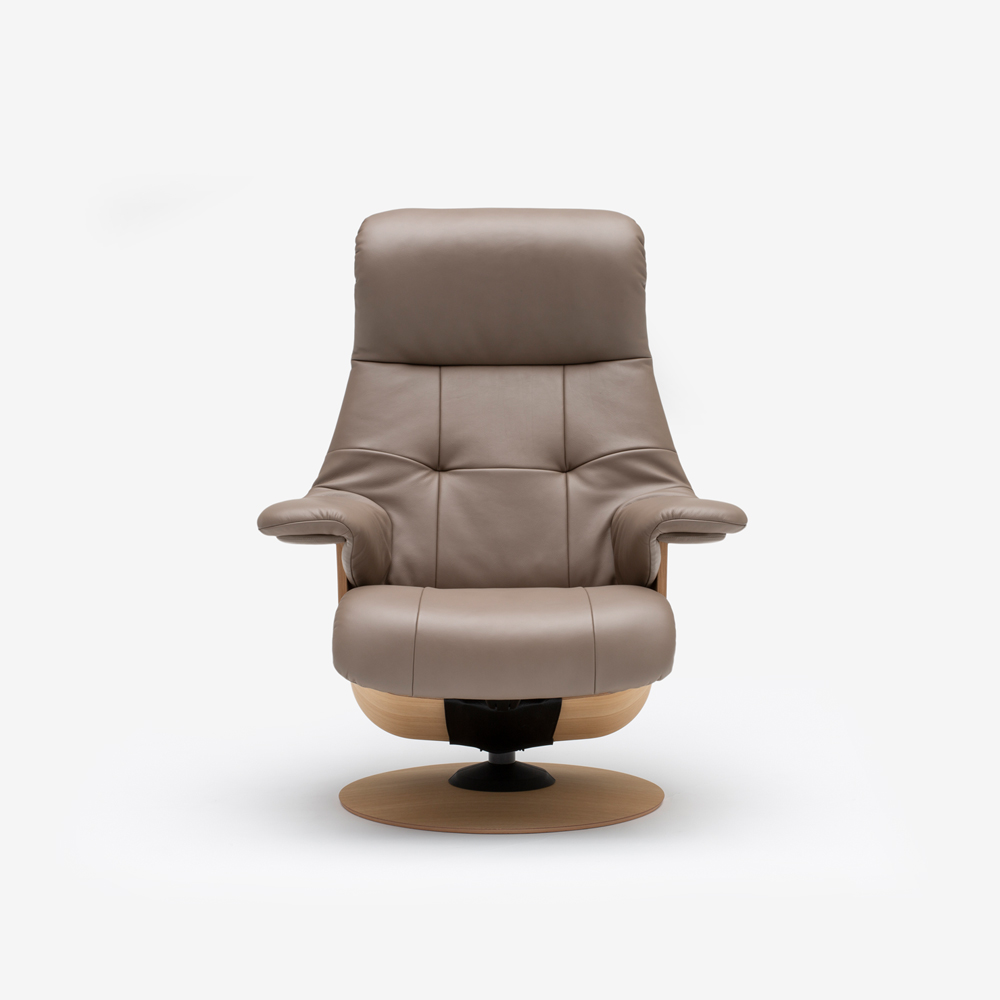 カリモク家具 リクライニングチェア「R307」半革#X803カーキ色 木部