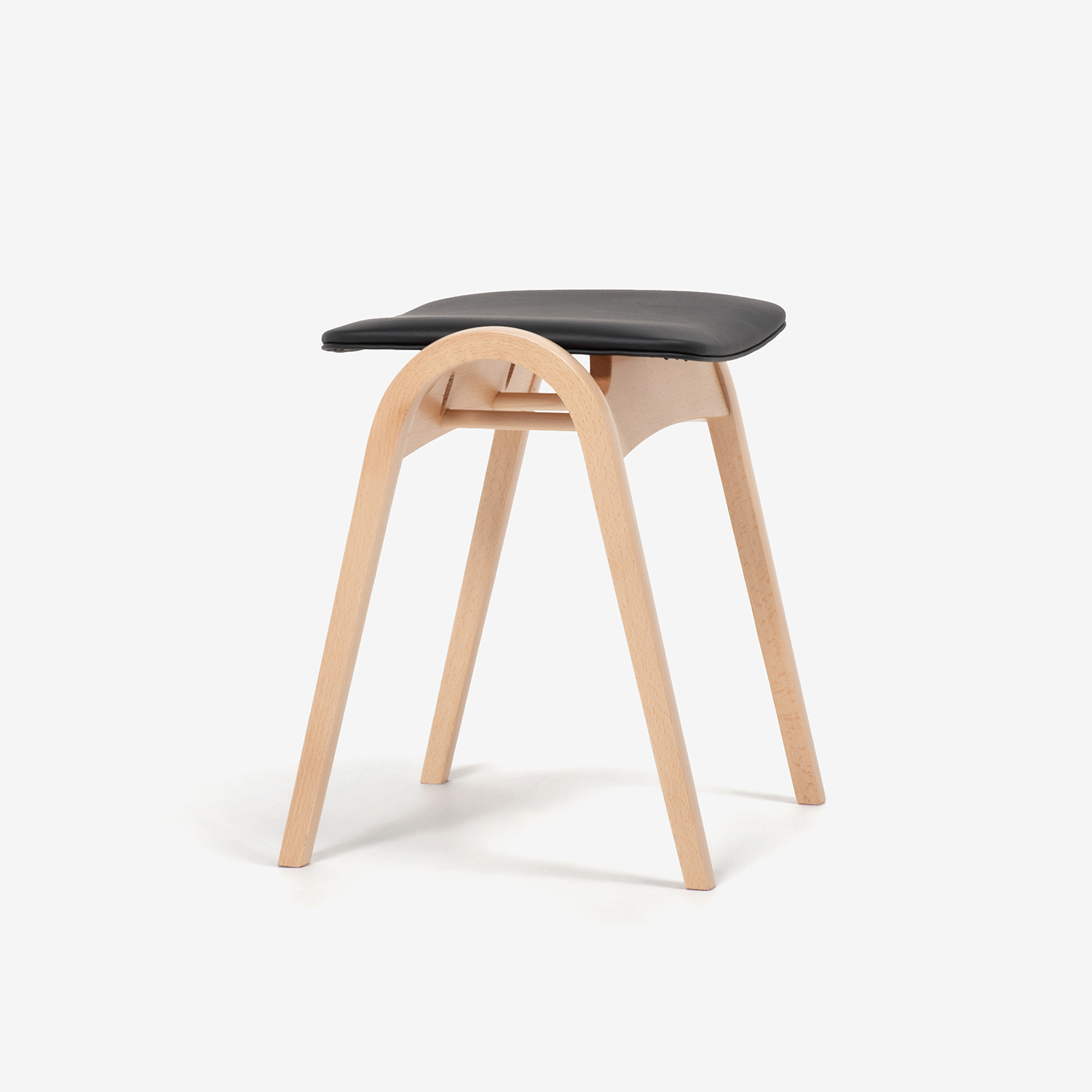 秋田木工 スツール「No.202」ブナ材NAナチュラル色 張地#PVCBK