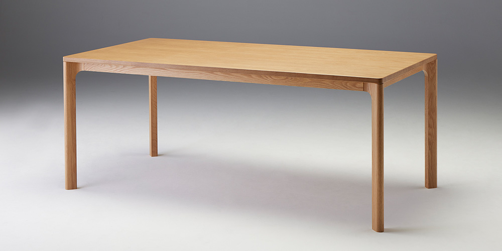 秋田木工 ダイニングテーブル「AT-1」幅180cm ナラ材ホワイトオーク色