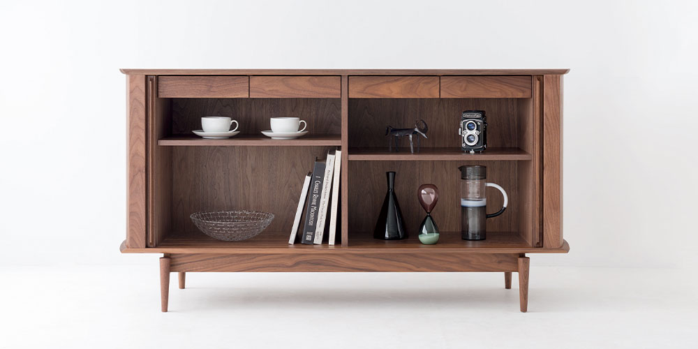 飛騨産業 キャビネット「SEOTO-EX KX566U」幅159cm ウォールナット材