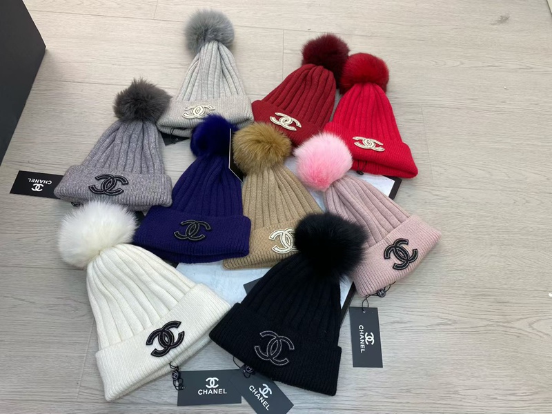 Chanel ニット帽 レディース 冬 ポンポン付き 厚手 裏起毛 保温 防風