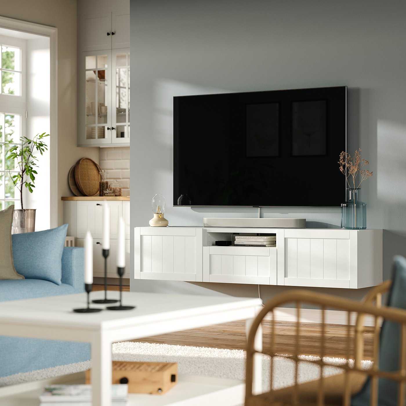 BESTÅ ベストー テレビ台, ホワイト/ピープマカレ ホワイト, 180x42x39