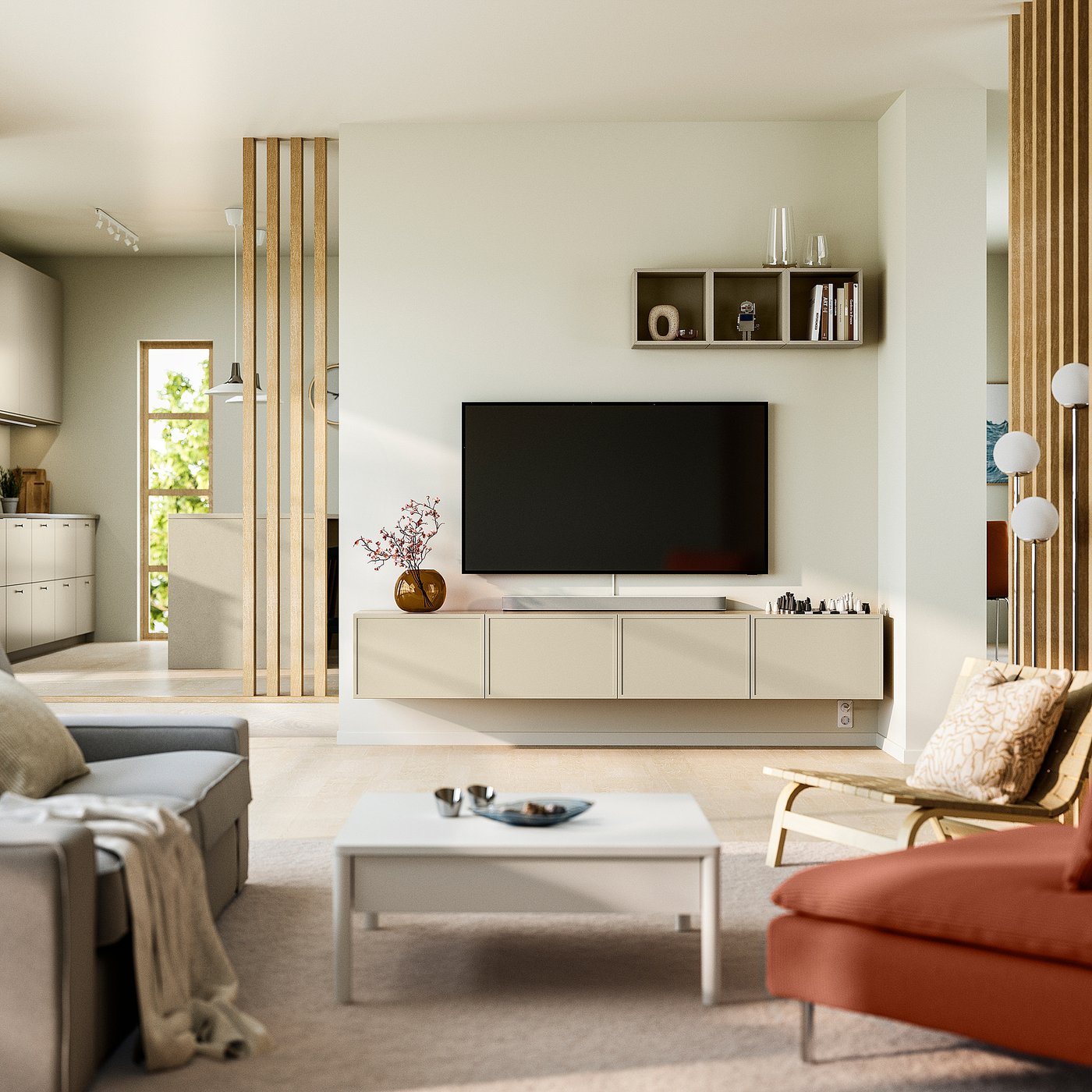 BESTÅ ベストー テレビ台 扉付き, ホワイトステインオーク調/クルー