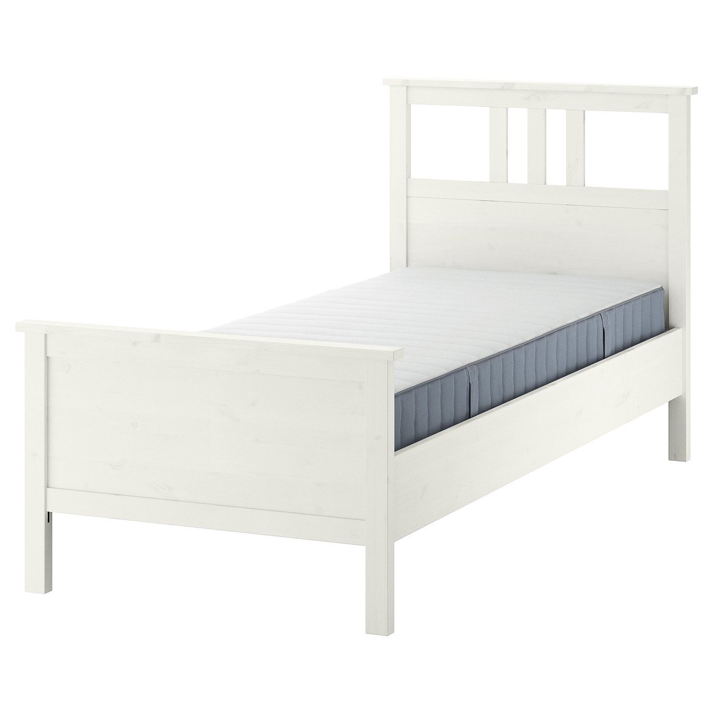 HEMNES ヘムネス ベッドフレーム マットレス付き, ホワイトステイン