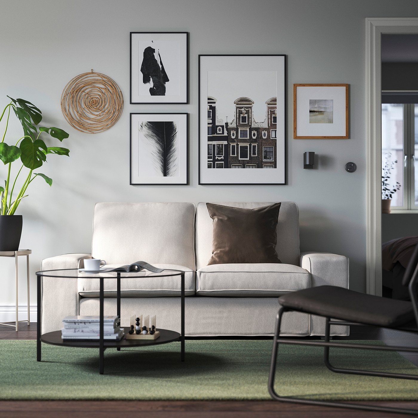 VITTSJÖ ヴィットショー コーヒーテーブル, ブラックブラウン, ガラス