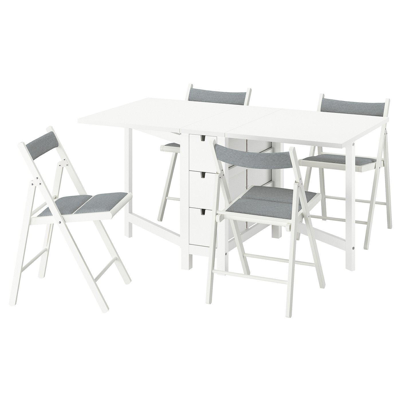 NORDEN / FRÖSVI table and 4 chairs, white/Knisa light gray, 101/4