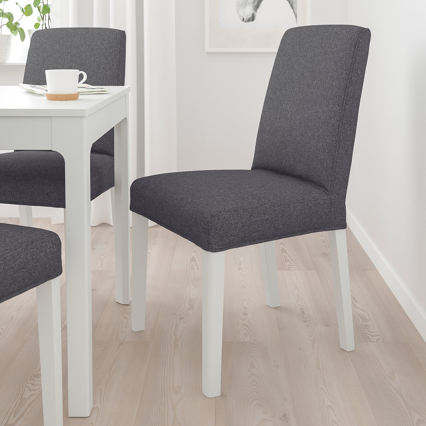 BERGMUND chair, white/Gunnared medium gray - IKEA