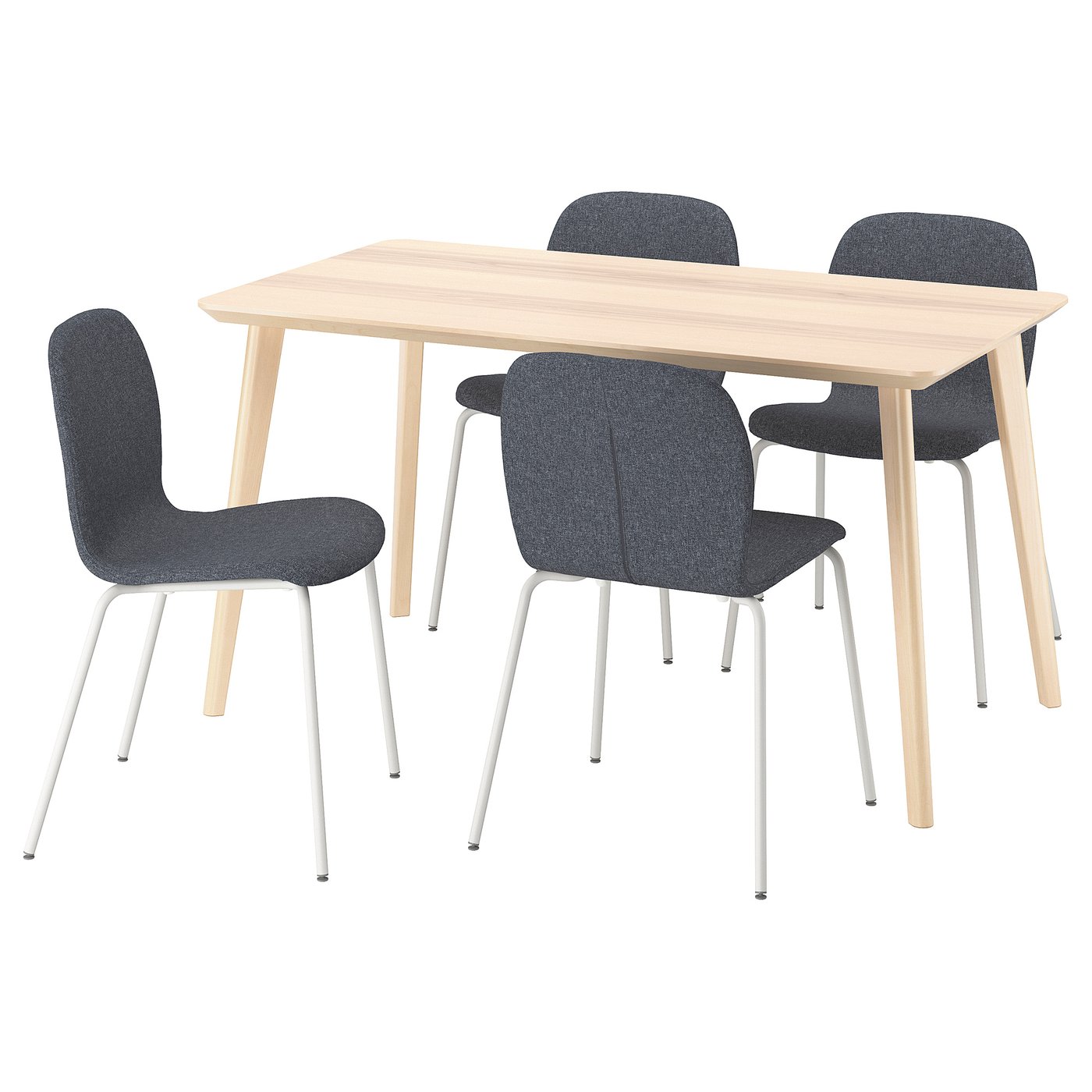 LISABO / KARLPETTER table and 4 chairs, ash veneer/Gunnared medium