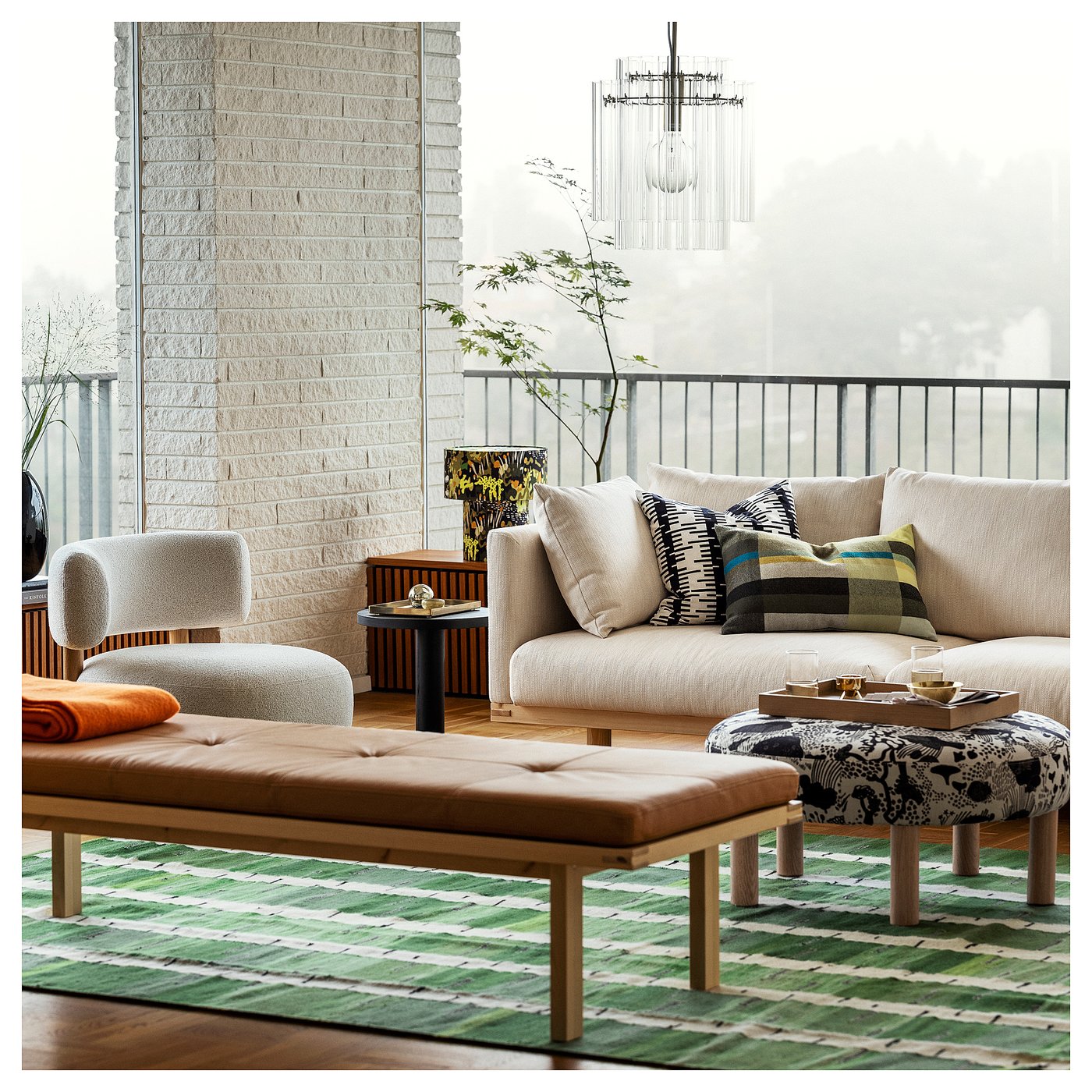 STOCKHOLM 2025 pouffe, black/white - IKEA