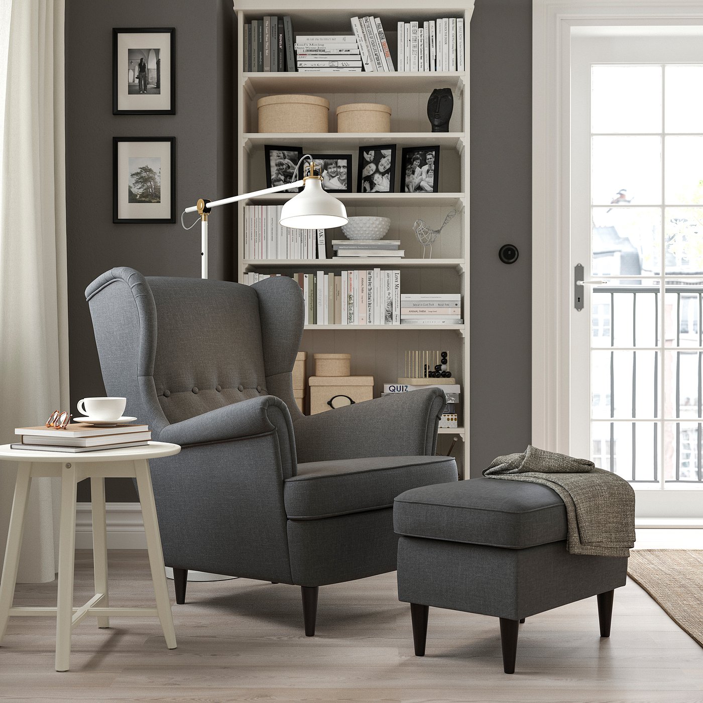 STRANDMON wing chair, Nordvalla dark gray - IKEA