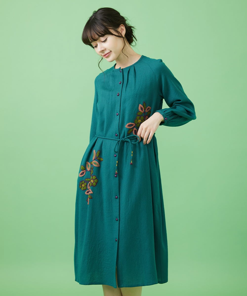 Calle インド刺繍ワンピース(ワンピース) | Jocomomola(ホコモモラ