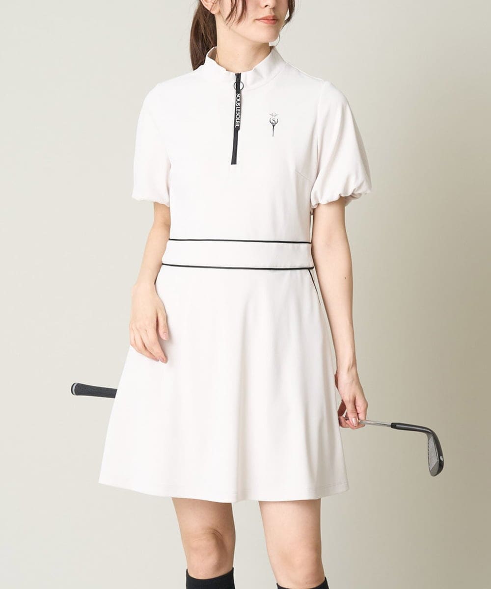レディースゴルフウエア ハーフZIPモックネックワンピース(ワンピース