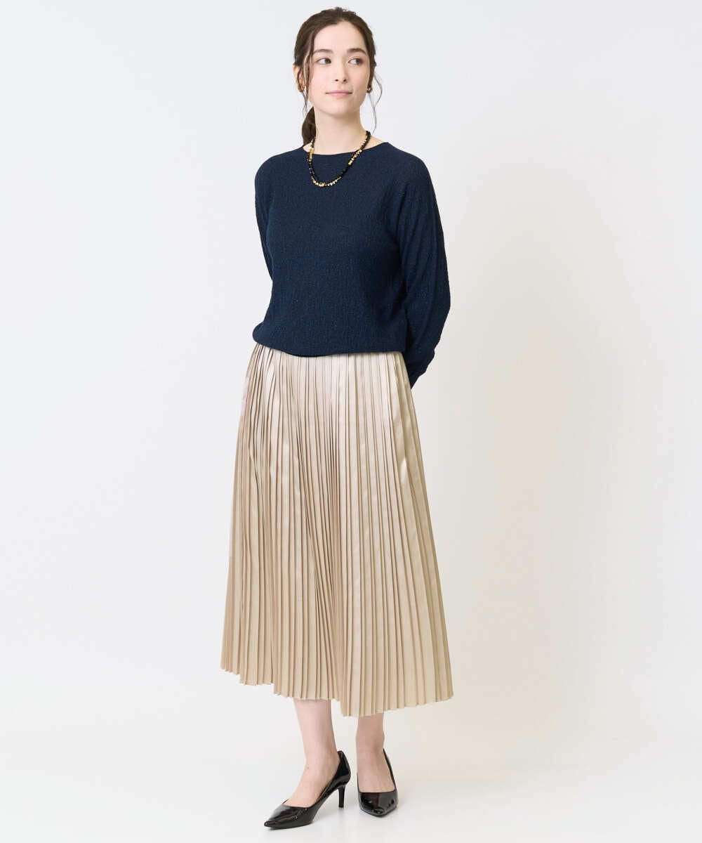 レザー風サテンプリーツスカート(ロング・マキシ丈スカート