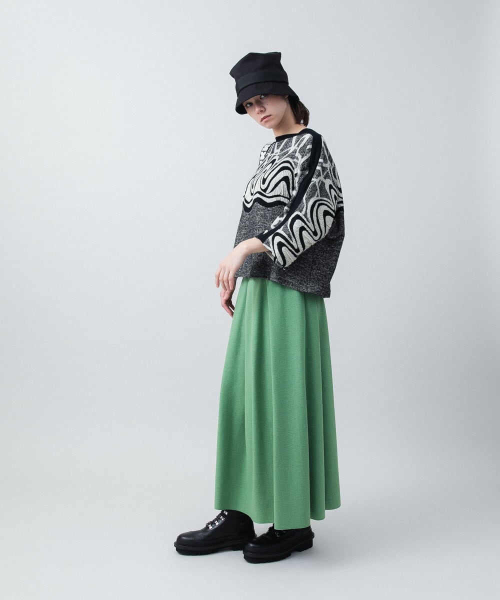 ミルドジャージータックフレアスカート/日本製(ロング・マキシ丈