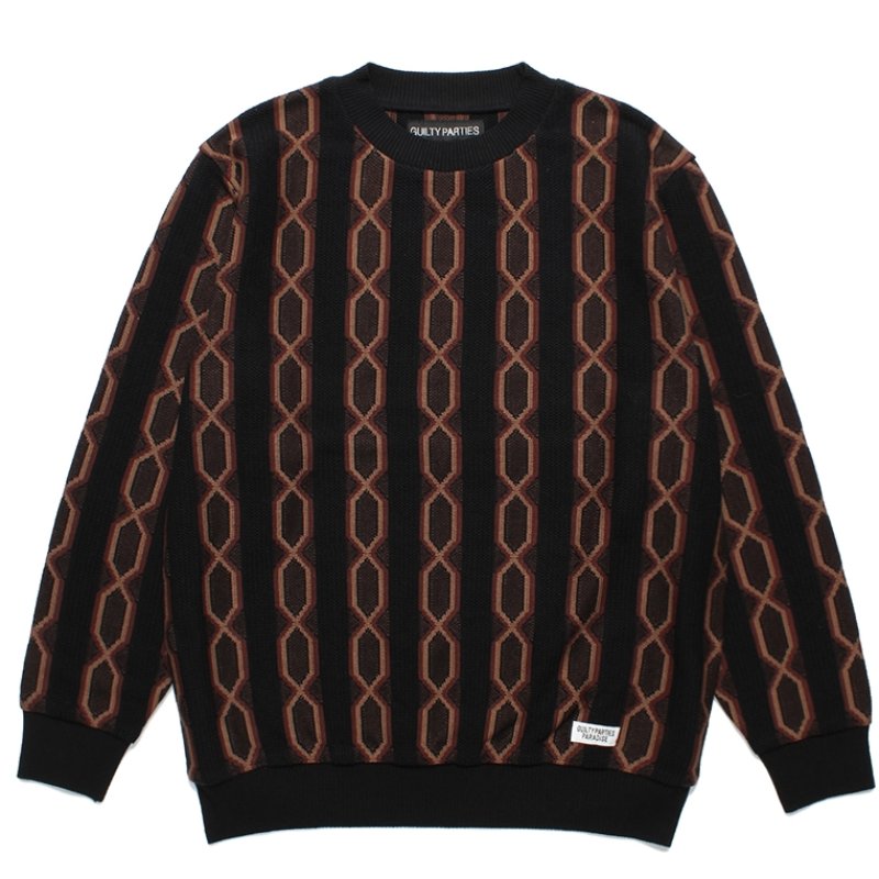WACKO MARIA/STRIPED JACQUARD KNIT SWEATER（TYPE-2）（BLACK