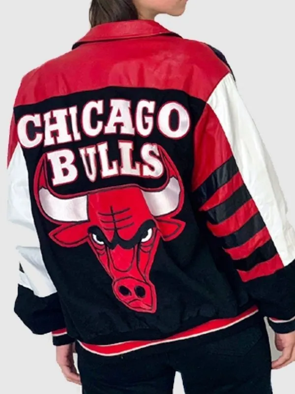 Chicago Bulls Leather Jacket | Vintage 90's Chicago Bulls Bomber