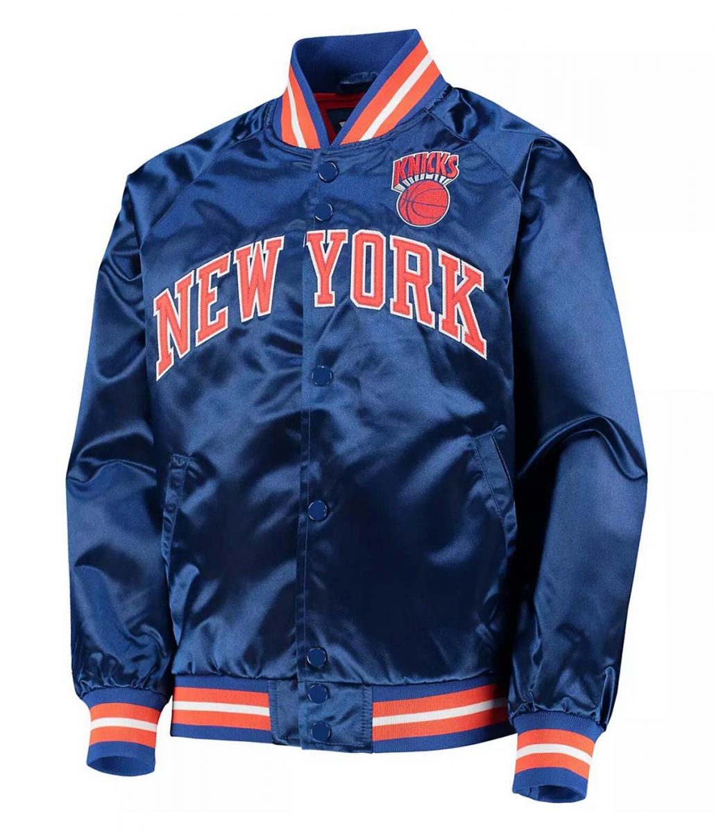 Satin Full-Snap New York Knicks Hardwood Classics Blue Jacket