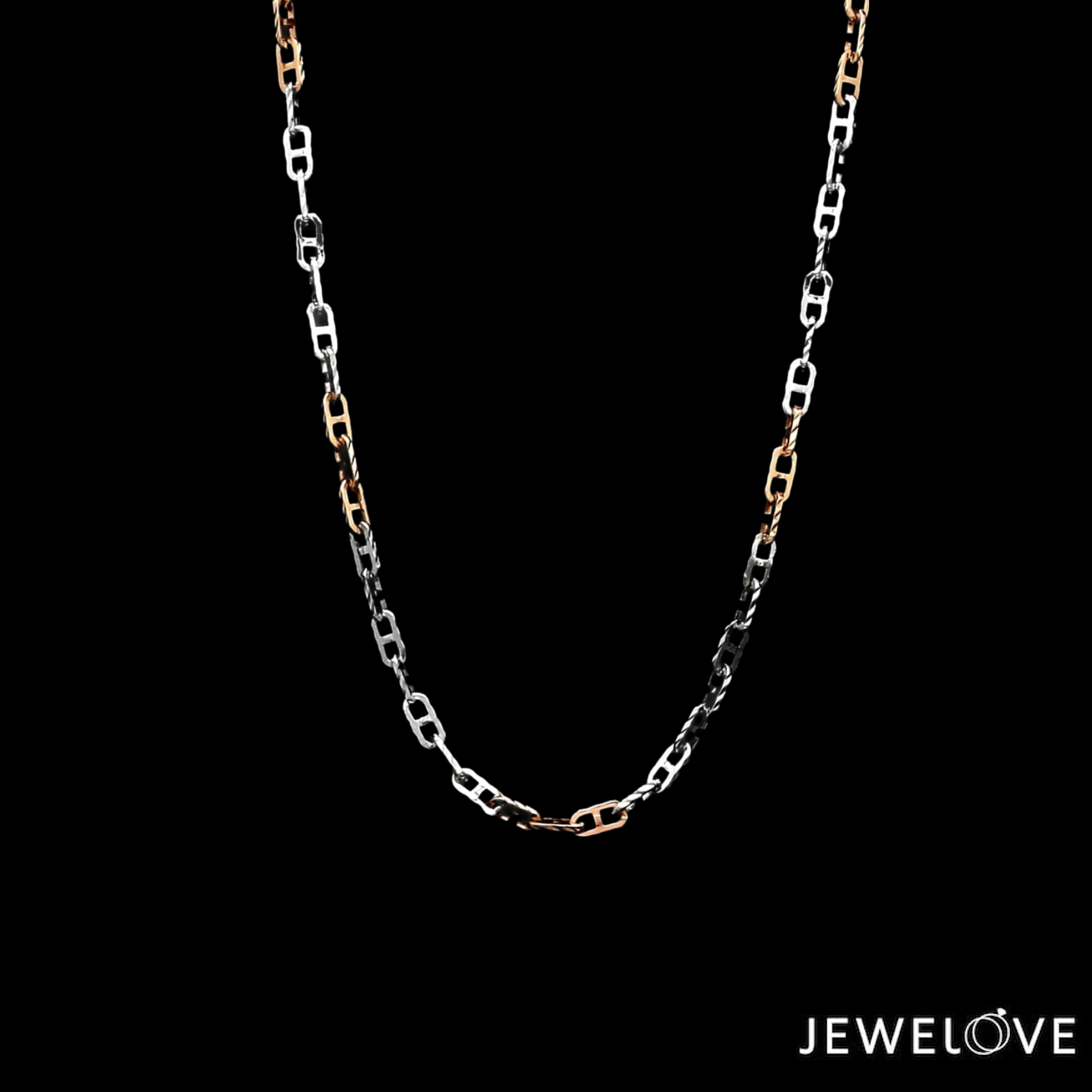 2.5mm Japanese Platinum Rose Gold Links Chain JL PT CH 1263