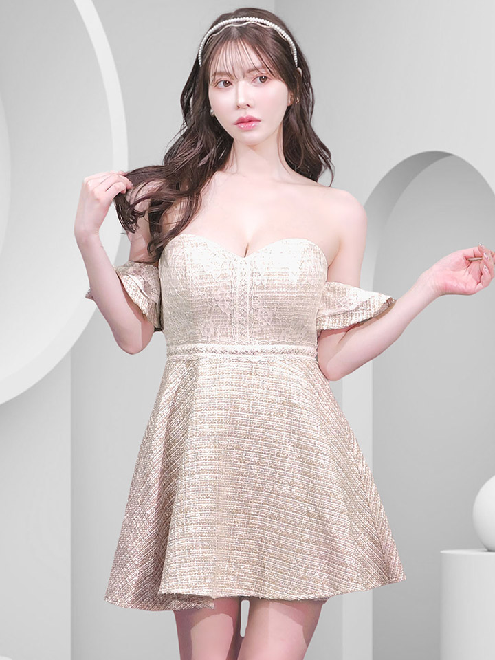 sheller ボックスプリーツツイードドレス shelleボックスプリーツ