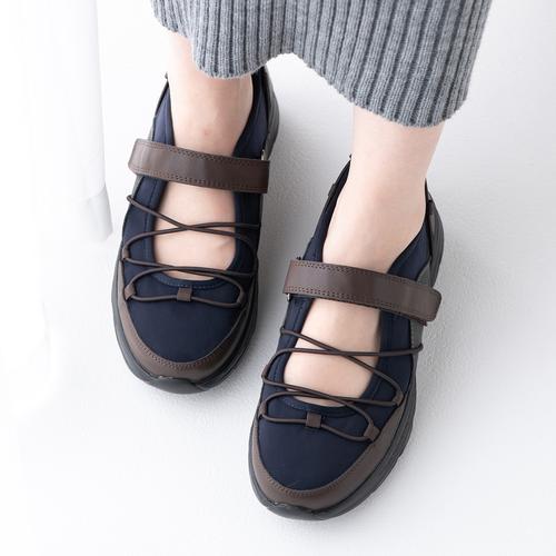 ゴムクロスストラップスニーカー(M ネイビー): スニーカー/ローファー