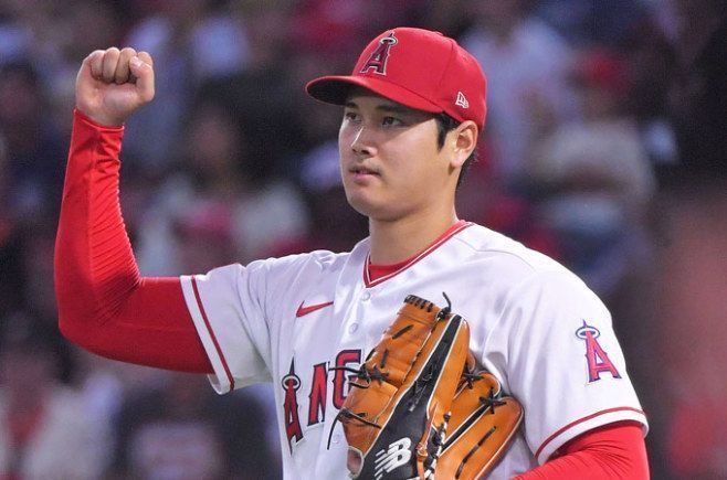 ジャイアンツ戦の5回、ガッツ…：投打「二刀流」大谷翔平 2023年