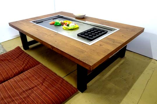 たこ焼＋鉄板焼（お好み焼）兼用テーブル 4人用 座敷用 ガス用