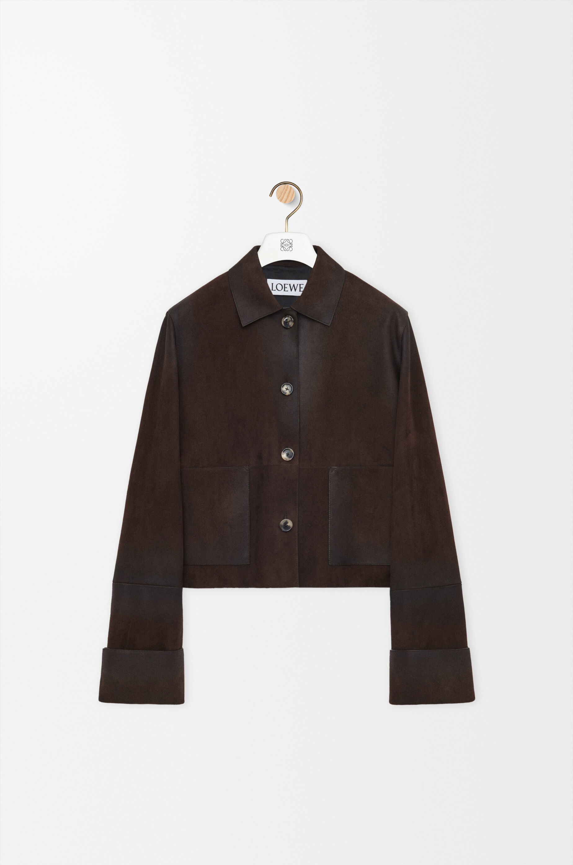 Turn-up jacket in suede lambskin Brown - LOEWE