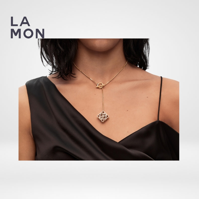 ロエベ ネックレス LOEWE Pave Anagram Necklace スターリングシルバー