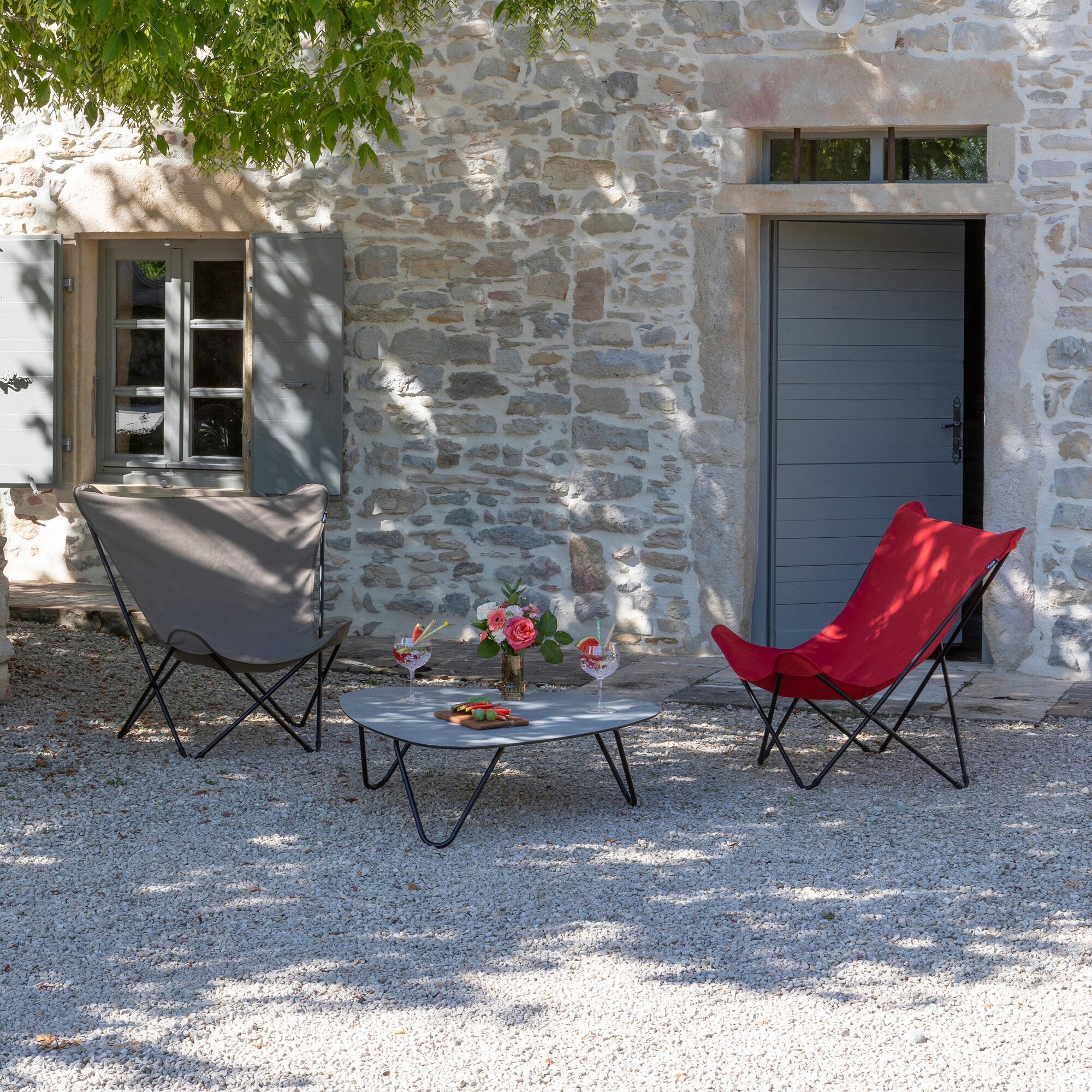 ワイドバタフライチェア Pop Up XL Airlon 赤 Garance Noir | Lafuma