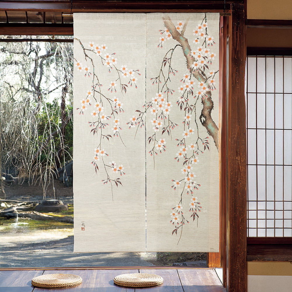 万葉舎 手描きのれん／枝垂桜 | ライトアップオンラインストア
