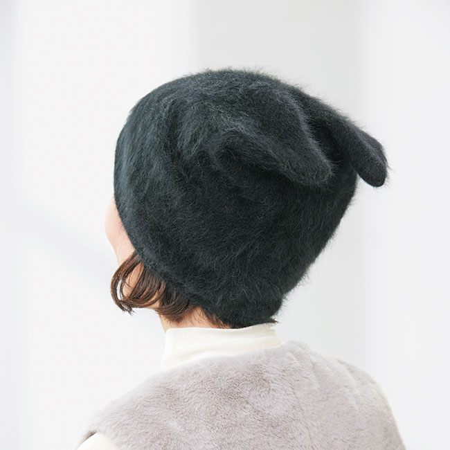 マキシン ネコ耳アンゴラ混ふわふわニットキャップ | ライトアップ