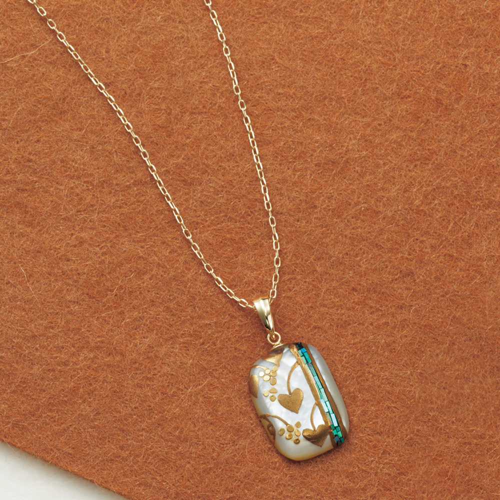 漆工芸大下香仙工房 蒔絵10Kチェーン付きペンダント／金の葡萄