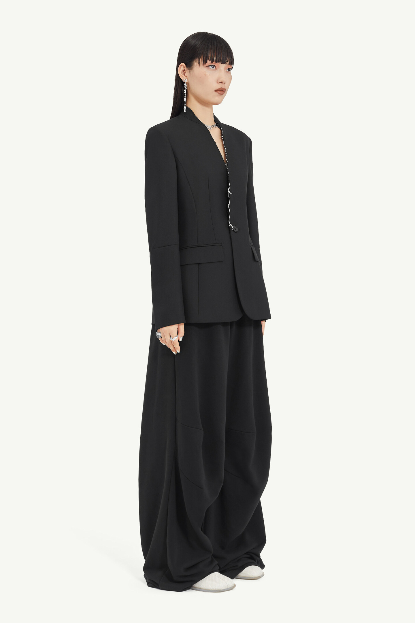 Black Collarless Suit Jacket | Maison Margiela