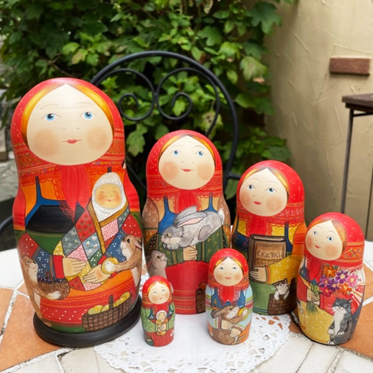 ロシア雑貨店マリンカ / タチアナ・ボボワ作 マトリョーシカtb134-6p