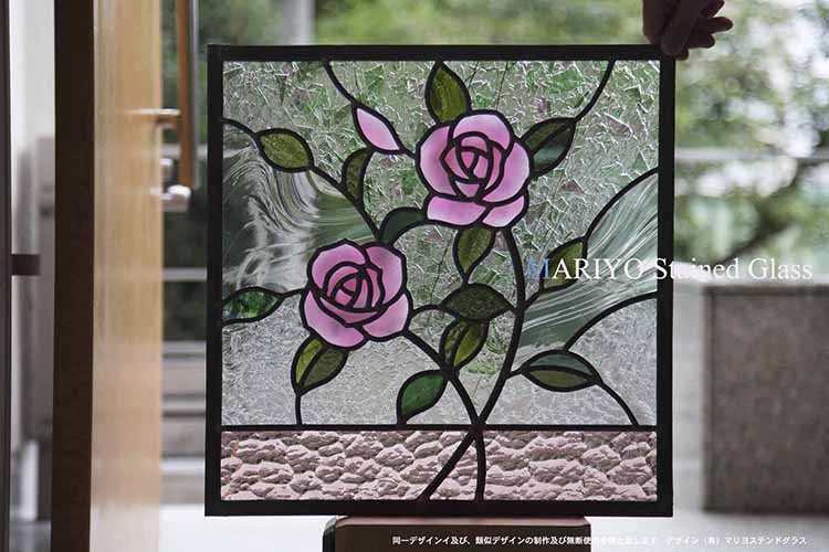 バラのステンドグラス四角形 山梨県 | 作家ブログ 小林一夫