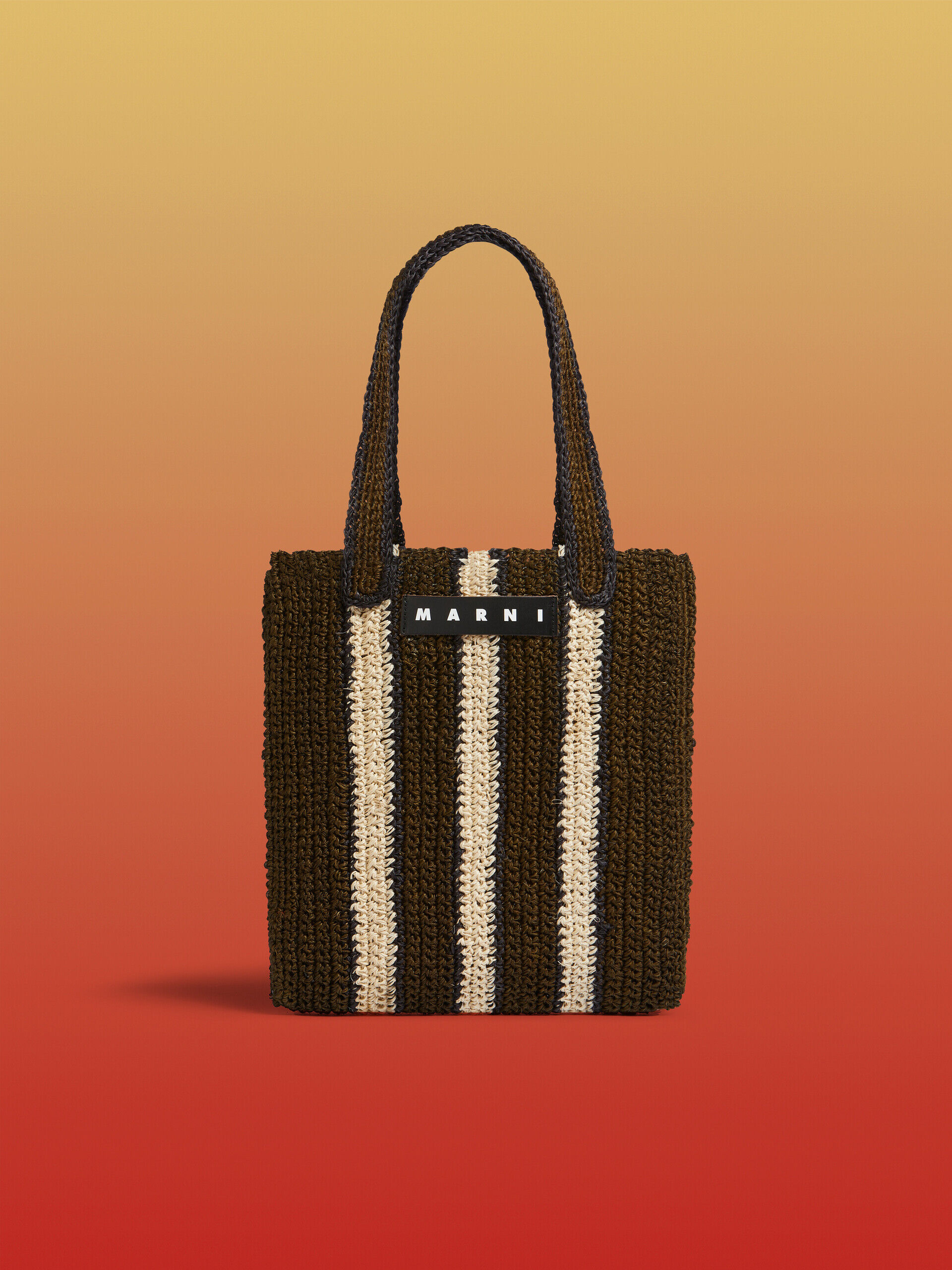 グリーン&ベージュストライプ MARNI MARKET FIQUE クロシェバッグ | Marni