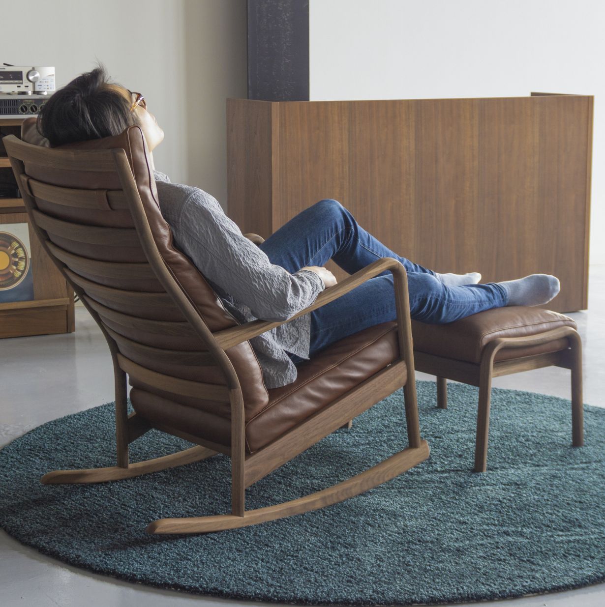 マスターウォールMASTERWAL ロッキングチェア ブラウンレザー