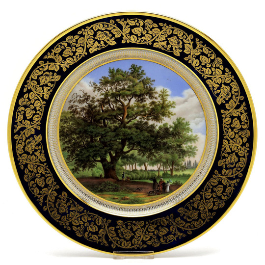 セーブル(Sevres) 飾り皿 イギリスのケント公園(25cm) 24K金彩縁飾り
