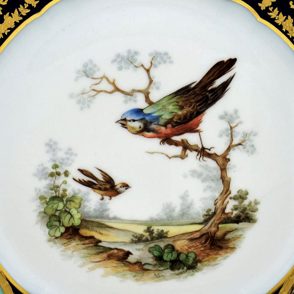 セーブル 飾り皿 鳥達のデュプレシス 24K金彩装飾 ルイリチャード様式