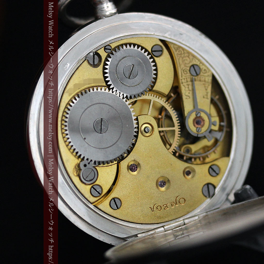 オメガの24時間表示の銀無垢アンティーク懐中時計 【1915年製】