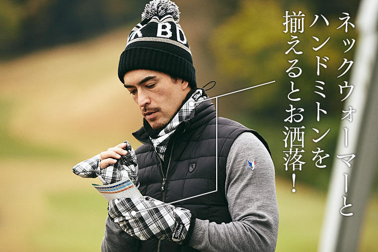 ビームスゴルフ ビームスゴルフ 防風 防寒 千鳥格子柄 プルオーバー V