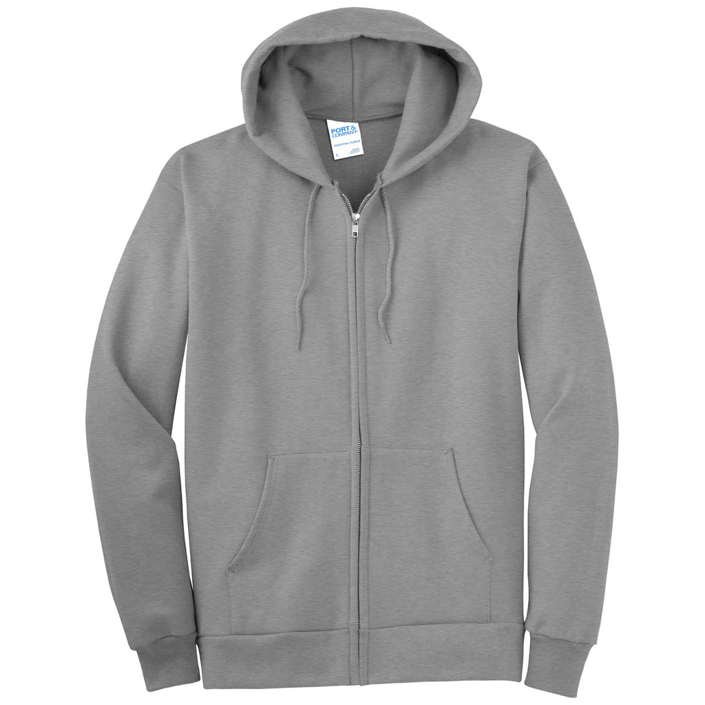 Port & Company Men's Athletic Heather Essential Fleece Full-Zip Hooded
