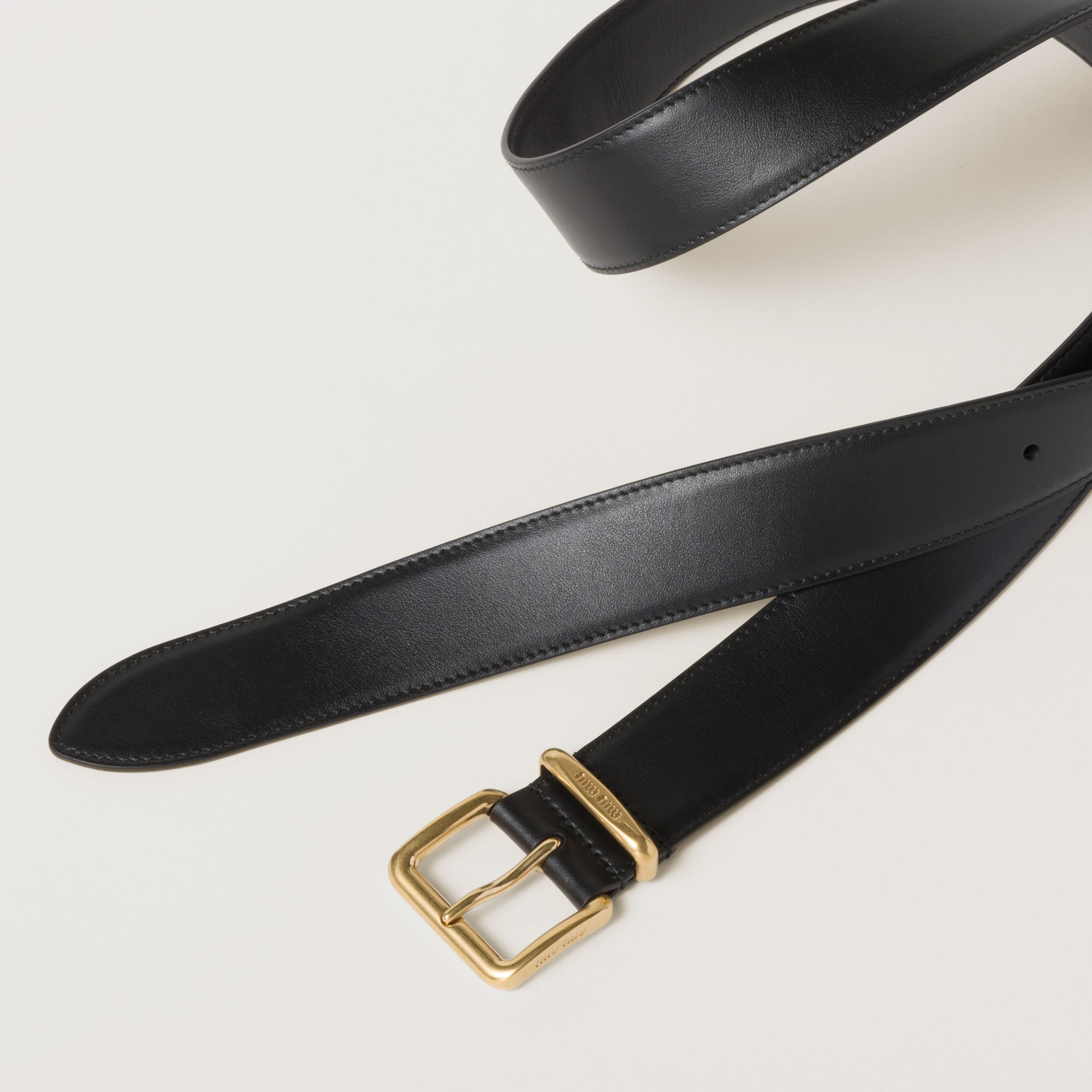Black Leather Belt | Miu Miu