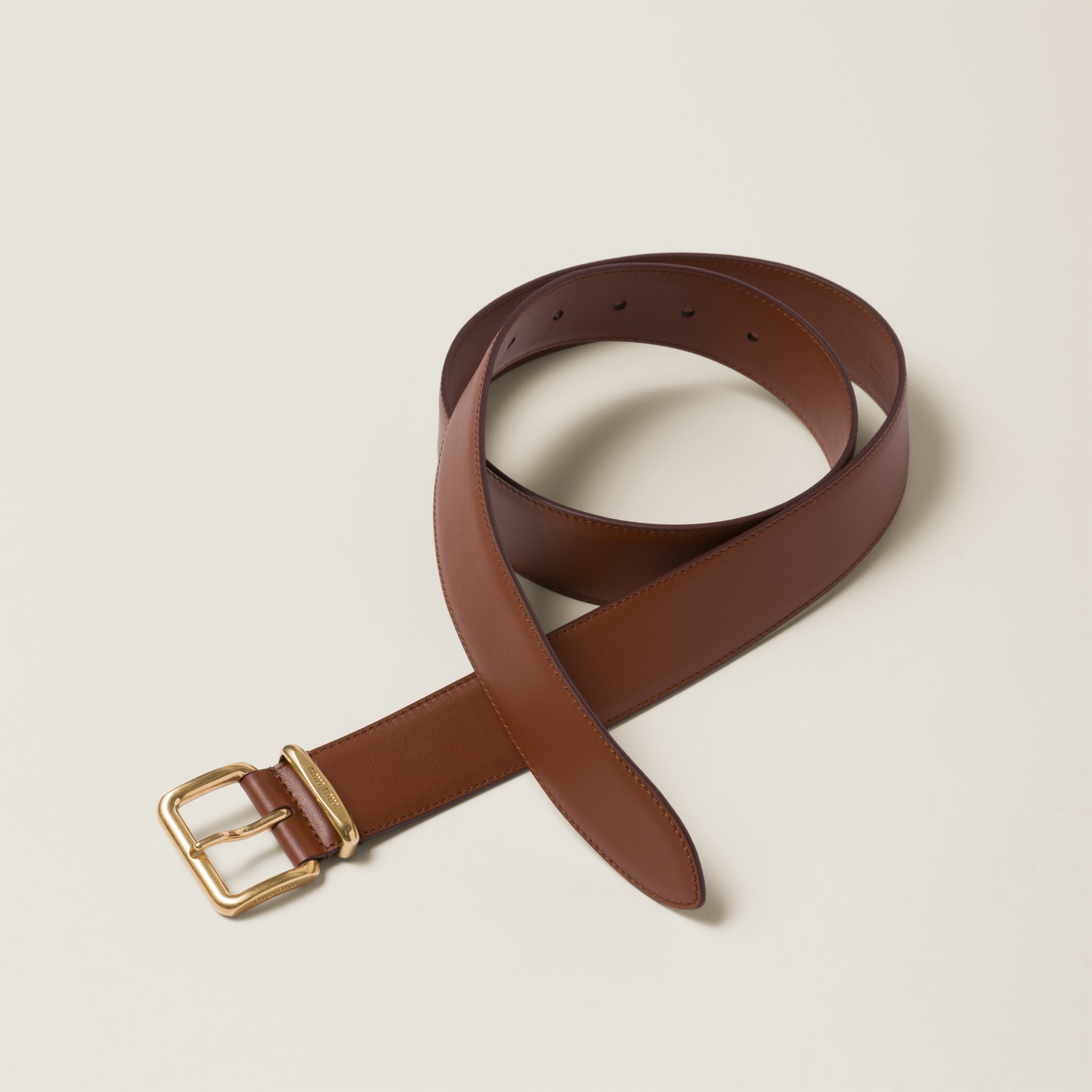 Tobacco Leather Belt | Miu Miu