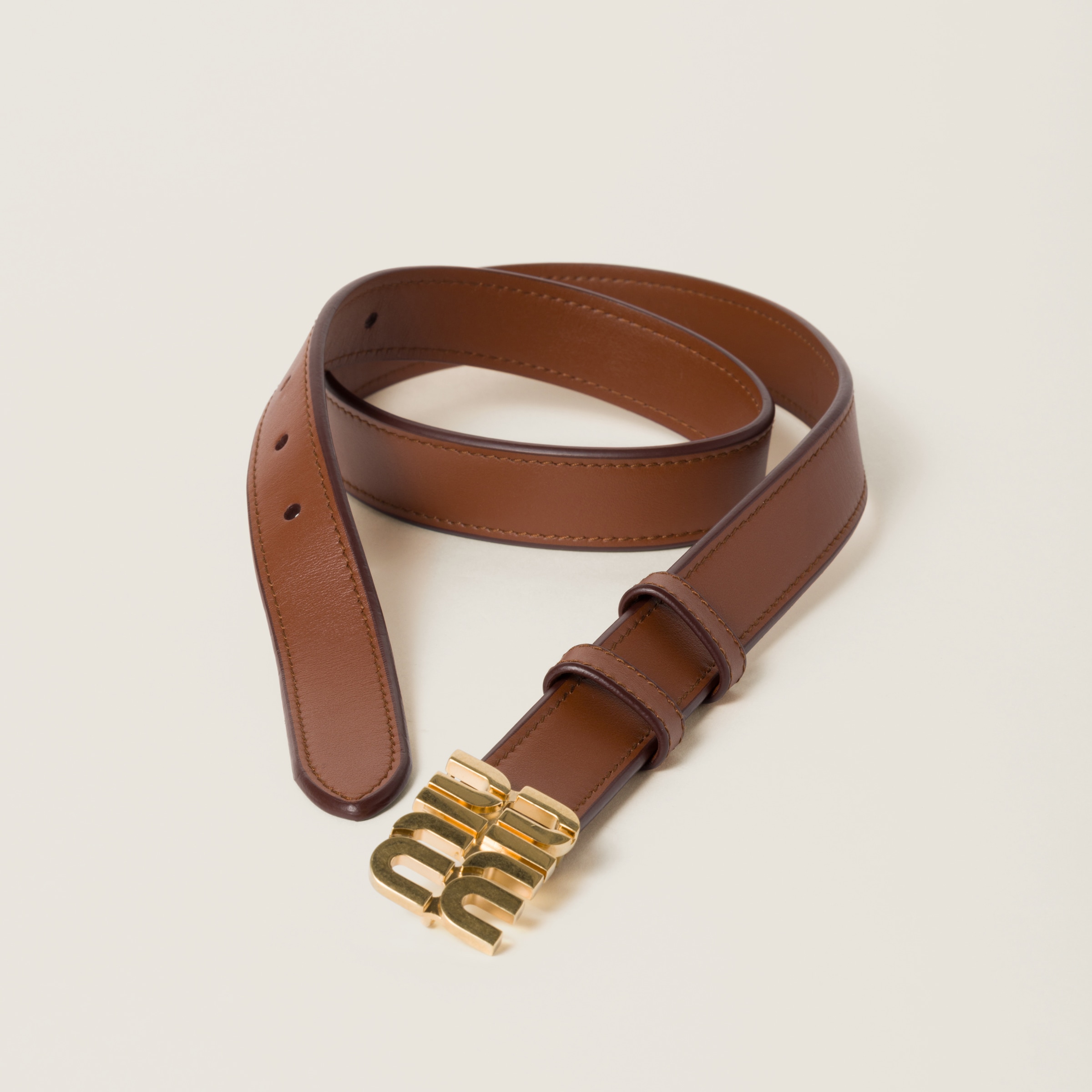 Tobacco Leather Belt | Miu Miu