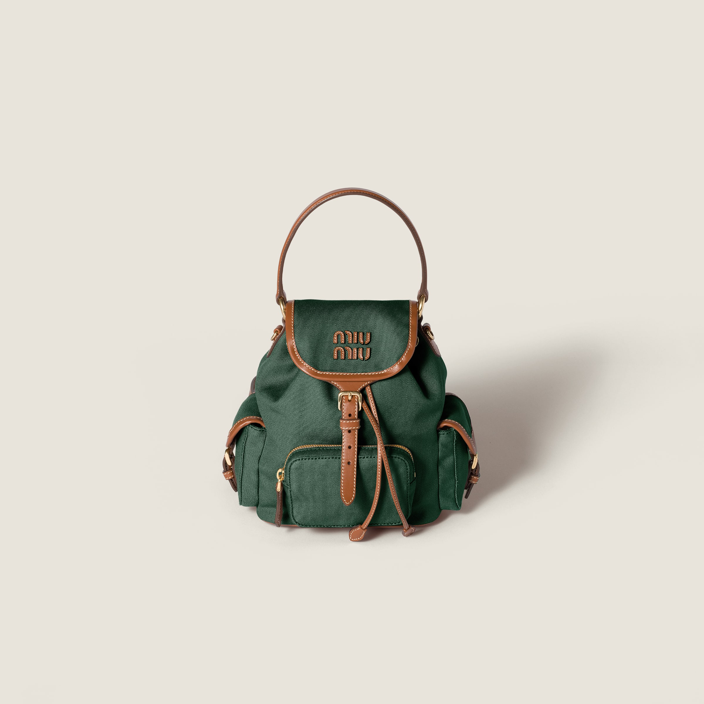 Coffee Leather Backpack | Miu Miu