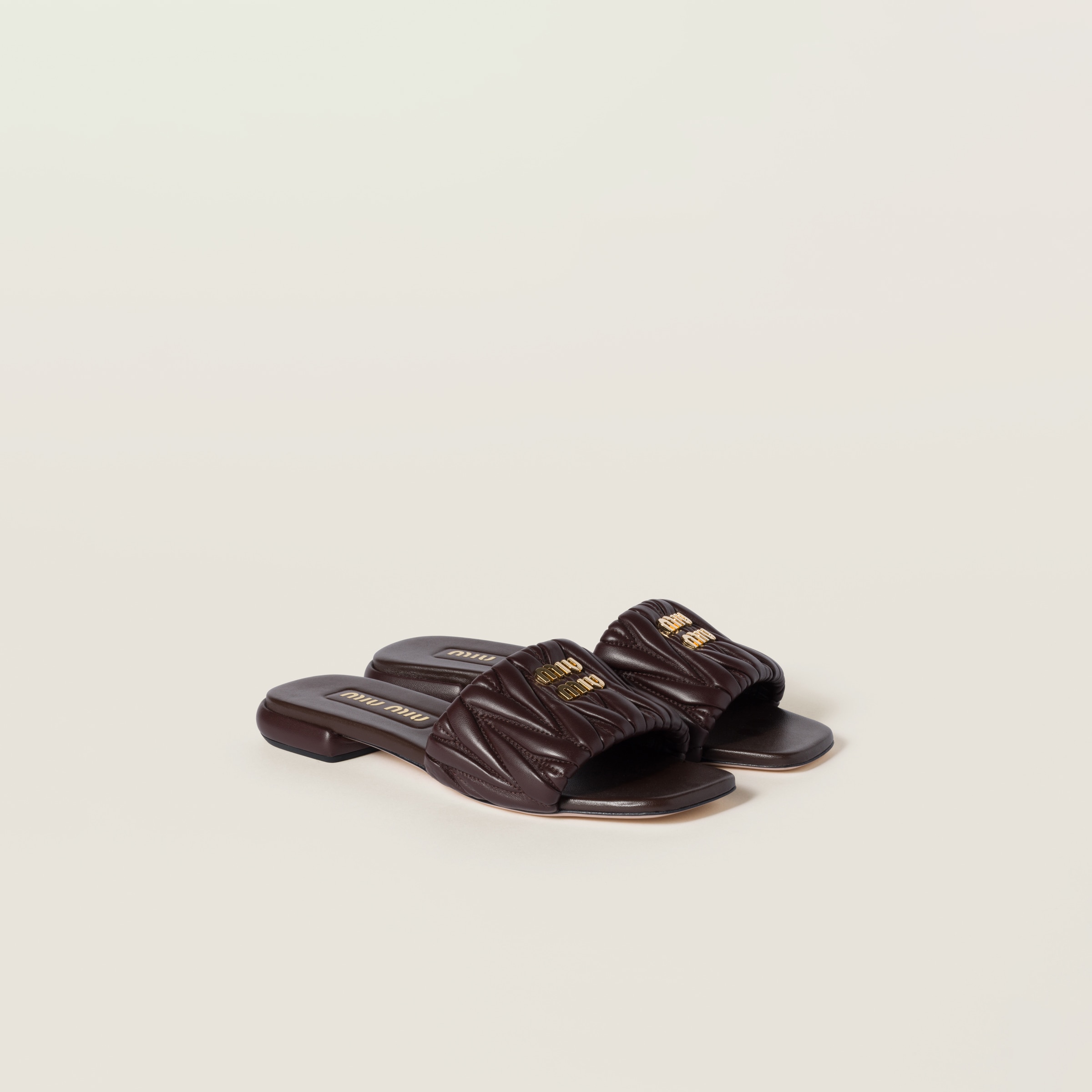 Briarwood Matelassé Nappa Leather Slides | Miu Miu