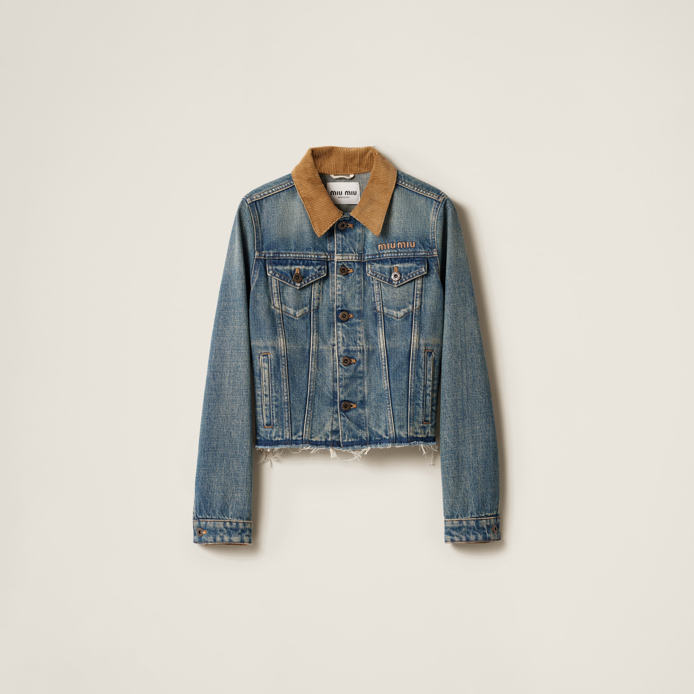 Navy Denim Blouson Jacket | Miu Miu