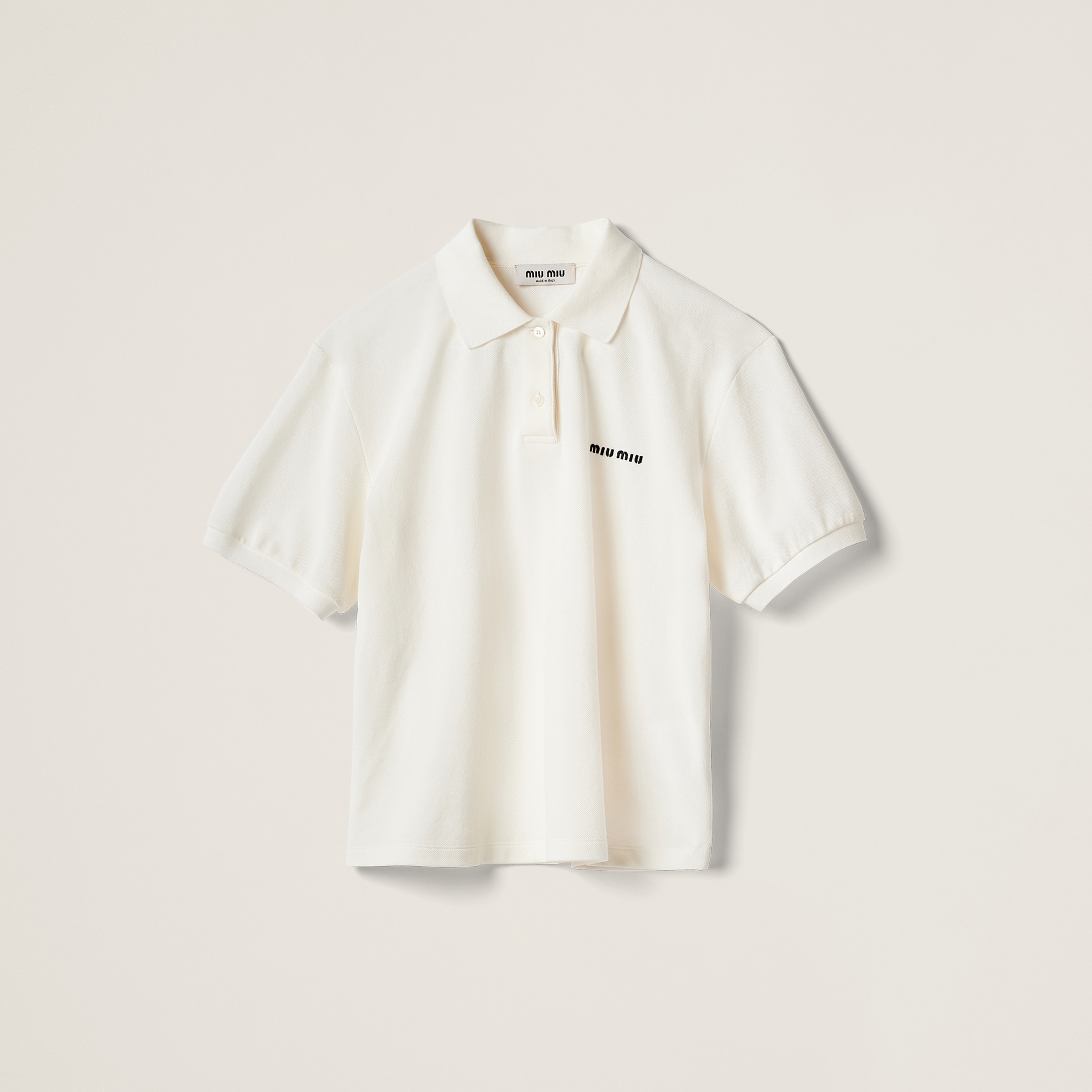 White Cotton Piqué Polo Shirt | Miu Miu